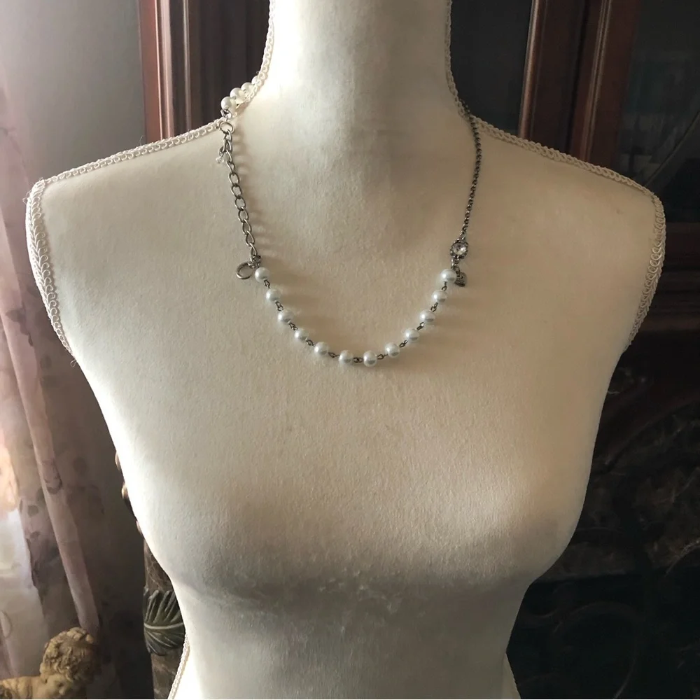 Juicy Couture silver chain pearl accent necklace